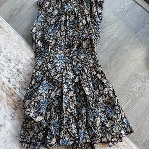 Madewell Black and Blue Floral Mini Dress